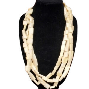 Vintage Cream Quartz‎ Triple Strand Necklace